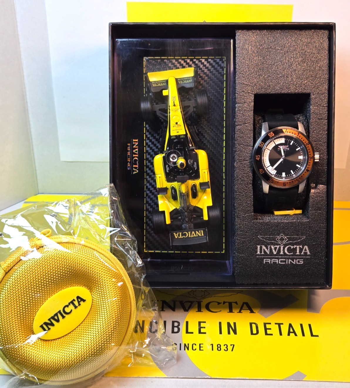 Invicta Special Edition Replica Racing Car w/ Invicta 34014 45mm Watch Bundle!
