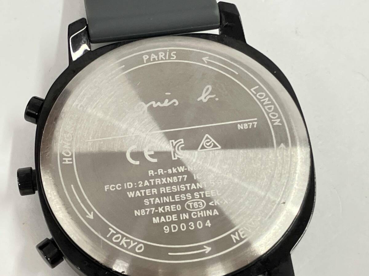 agnes b N877KRE0 Wristwatch Quartz Timepiece Used Scratched Glass Leather
