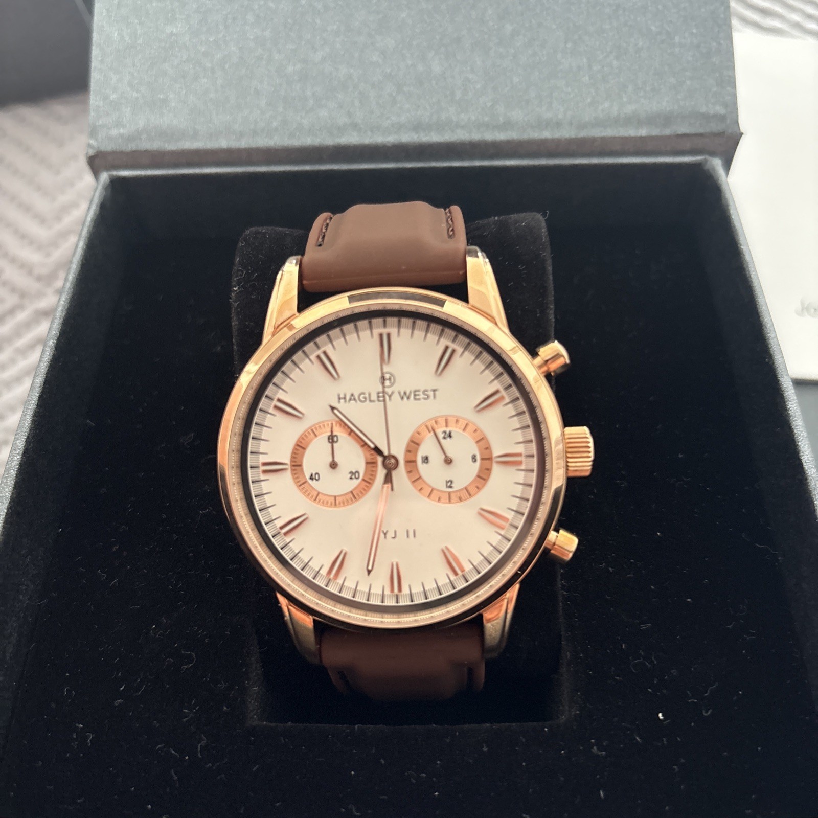 Hagley West Chrono Collection white face, rose gold chrono