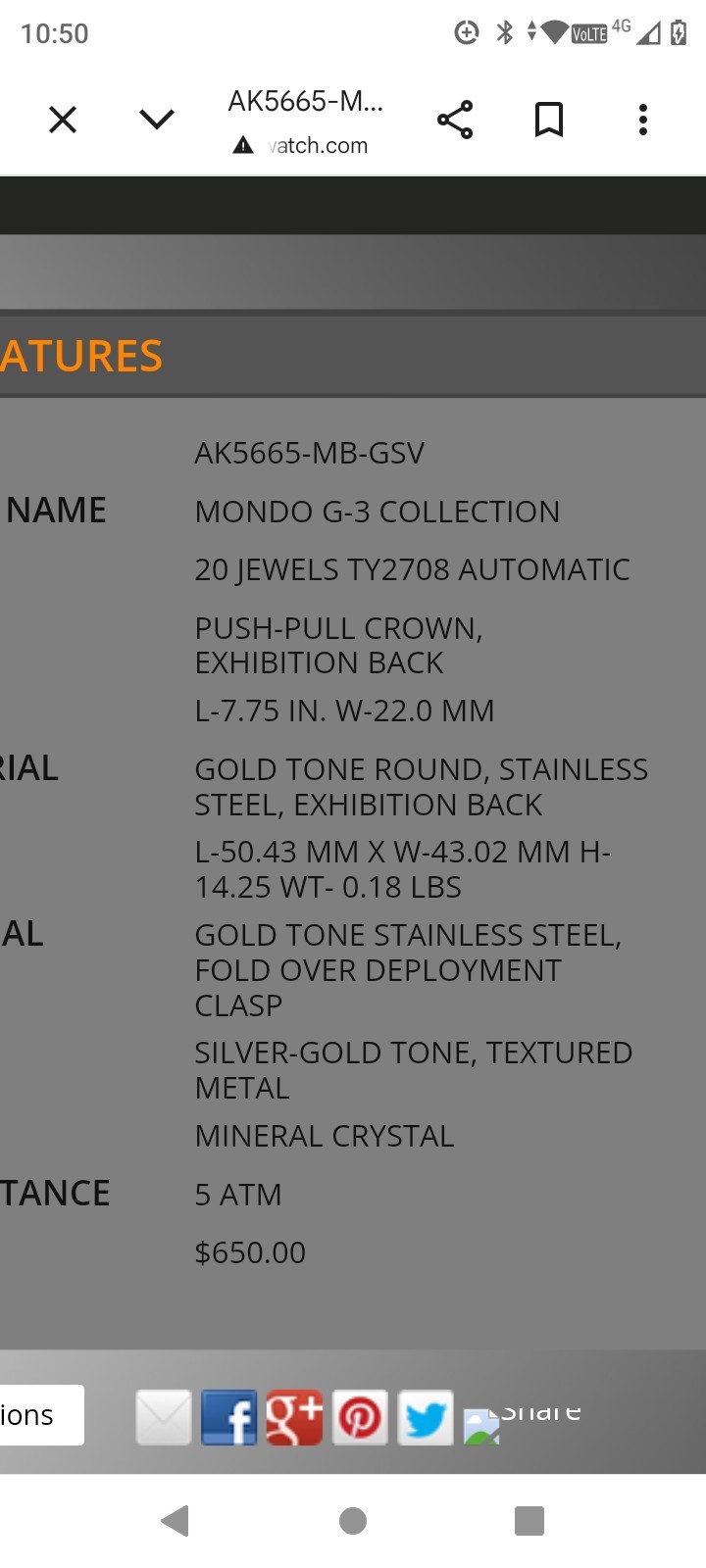 Adee Kaye Mondo G-3 Automatic 43mm Gold SS Roman Dial, Box, 50m WR