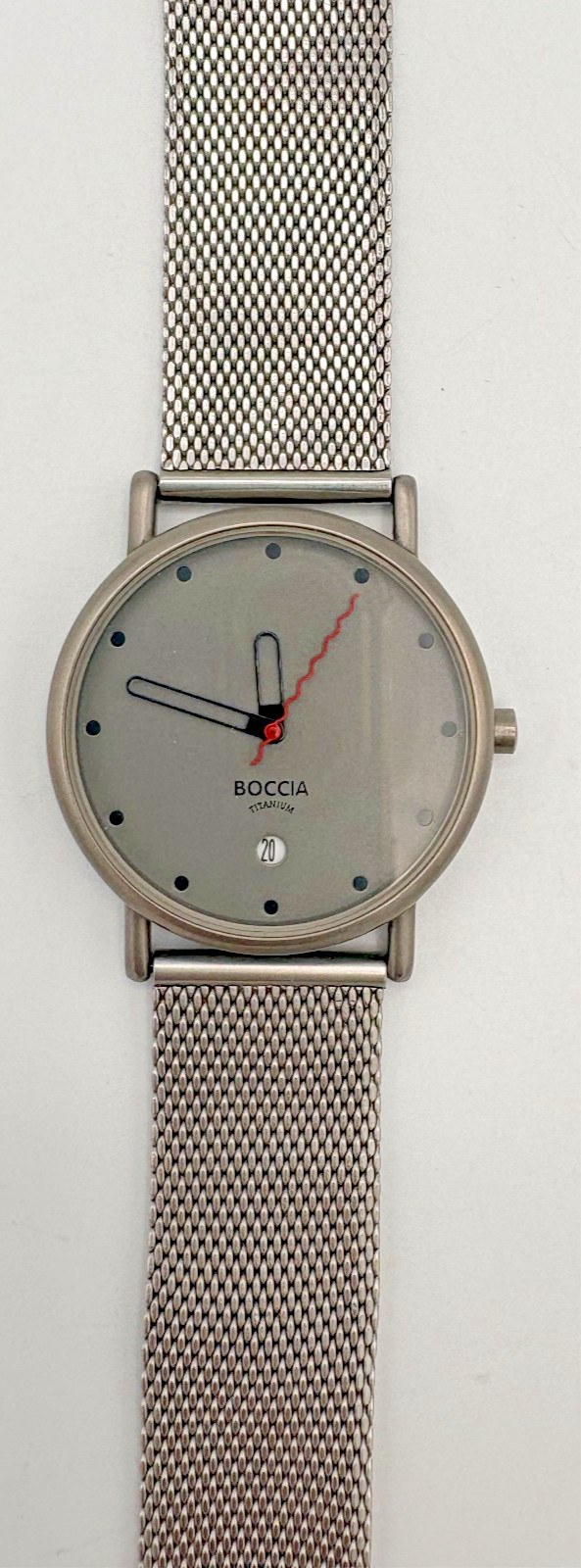 Boccia Titanium Gray Dial Men’s Watch Milanese Mesh Bracelet Date Quartz New Bat