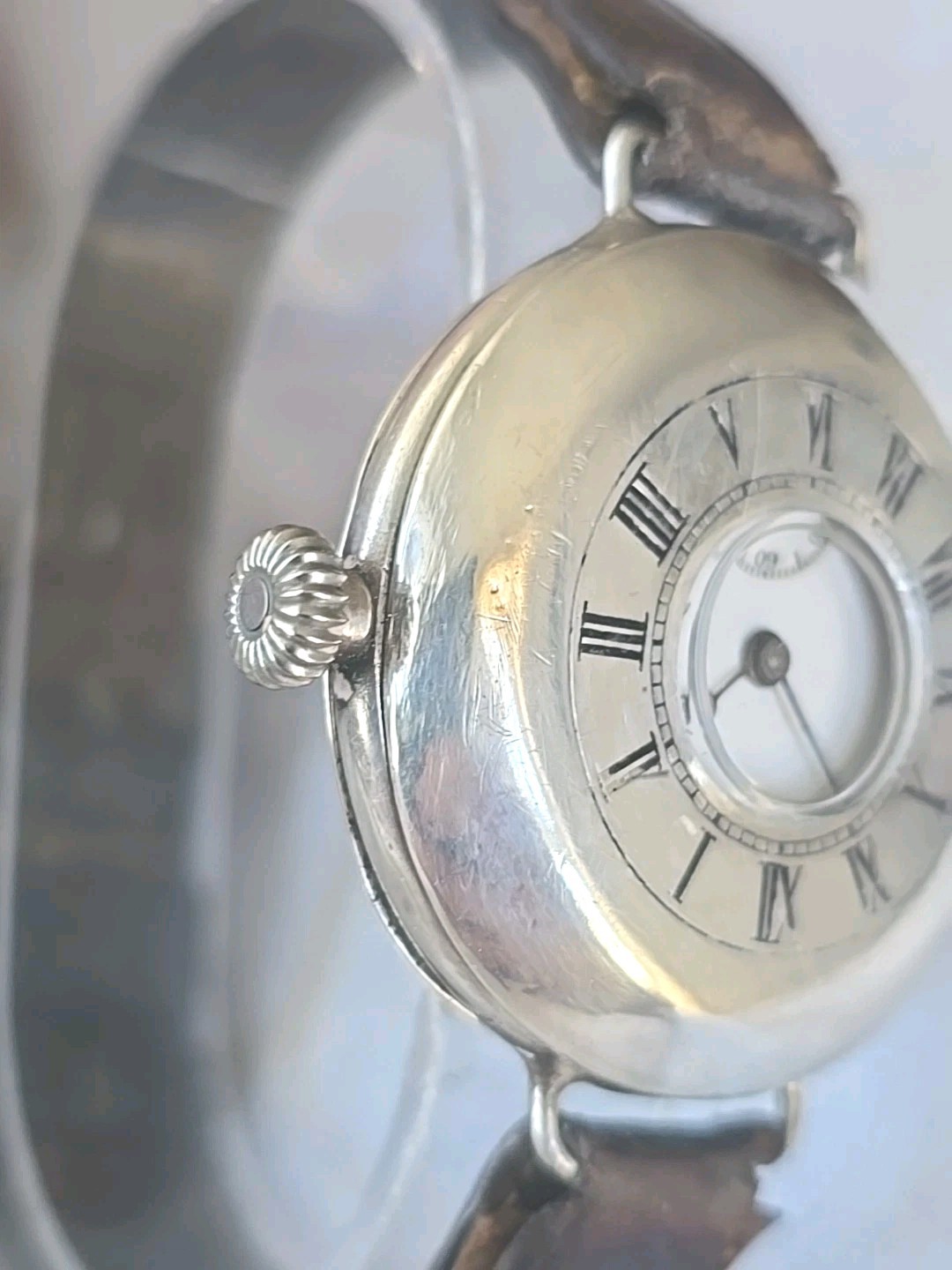 1924 ZENITH Sterling Silver Officers Half Hunter Dennison Cased Trench Watch