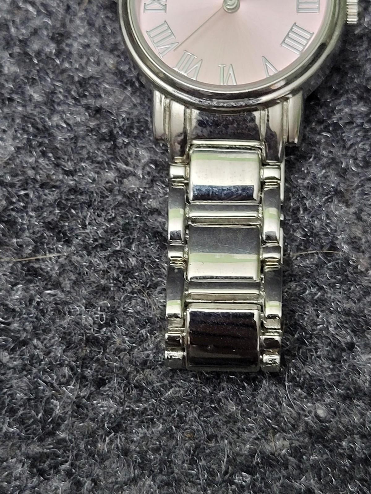FMD Silver Tone Roman Numeral Watch Womens Japan Quartz Stainless Steel Band
