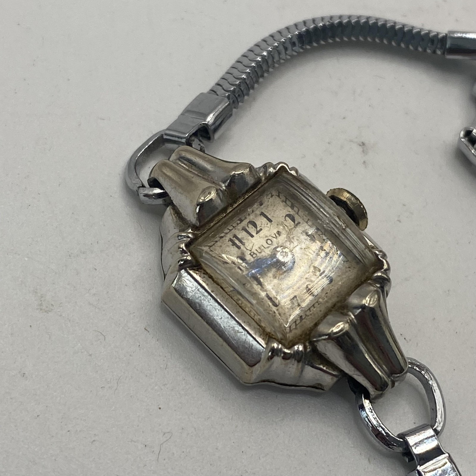 Vintage Bulova Womens Silver Bracelet Watch Champagne Dial Mechanical J073504