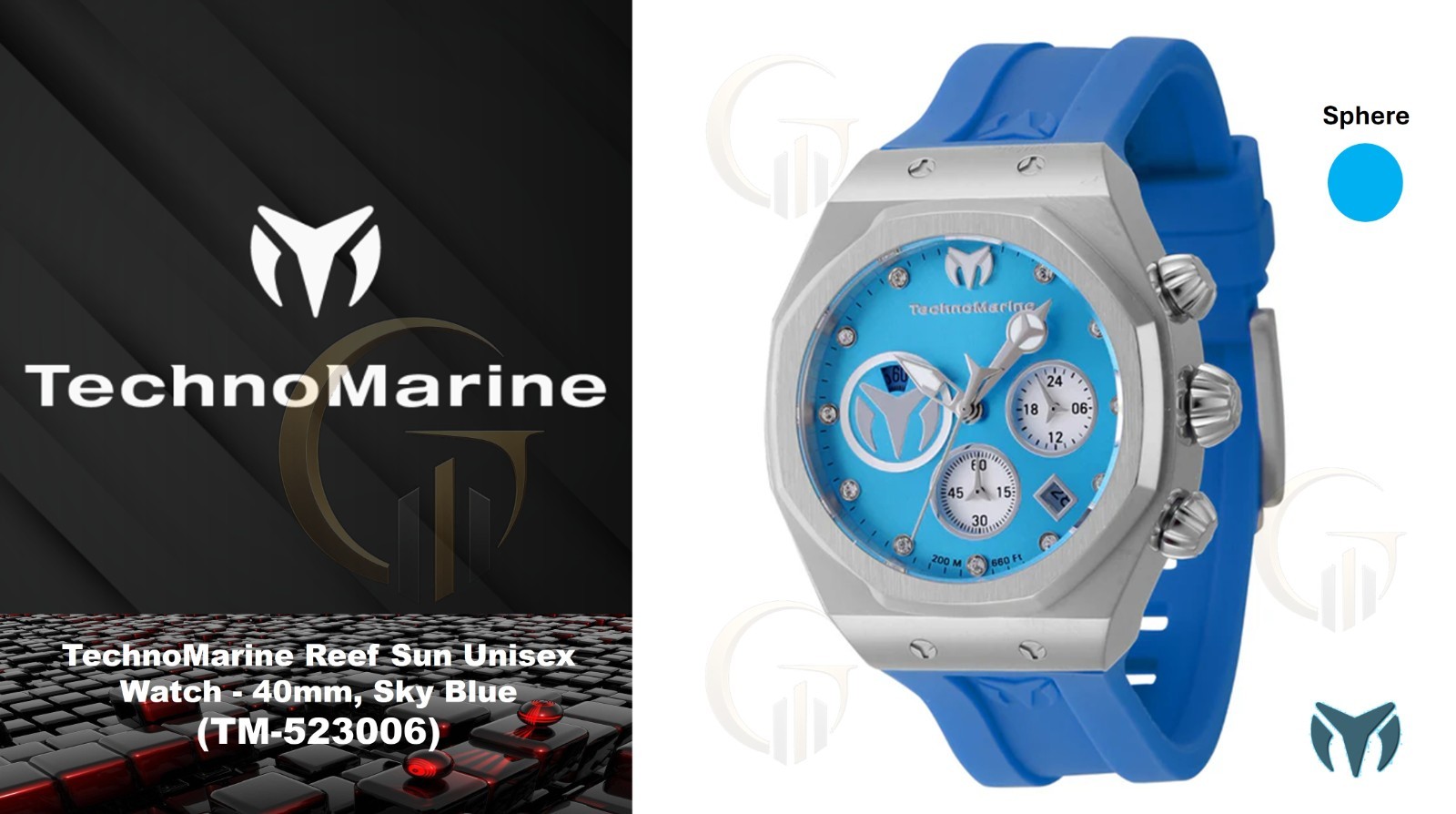 TechnoMarine Reef Sun Unisex Watch – 40mm, Sky Blue (TM-523006)
