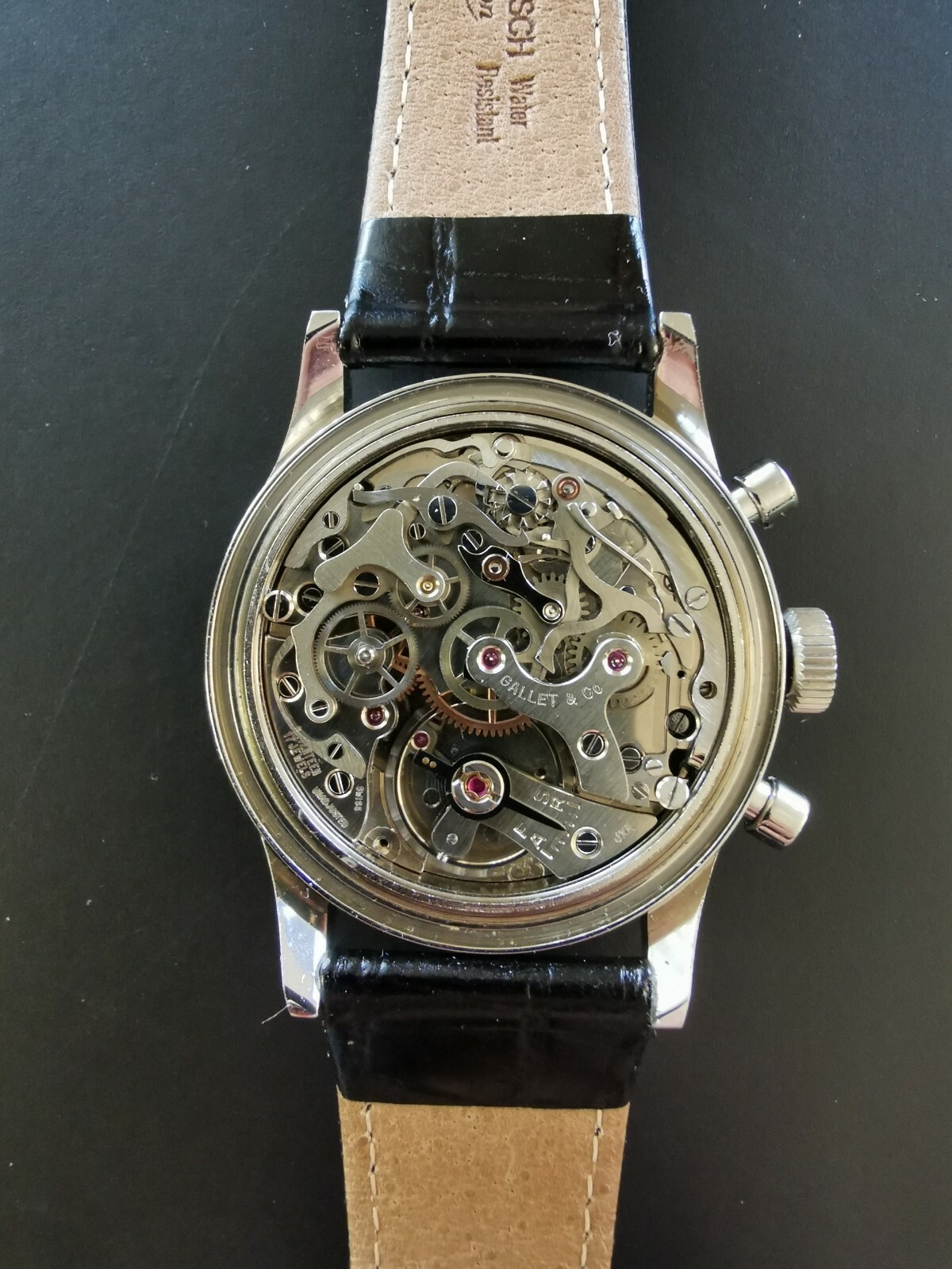 Vintage Gallet MultiChron Pilot Chronograph Stainless Steel Valjoux 72