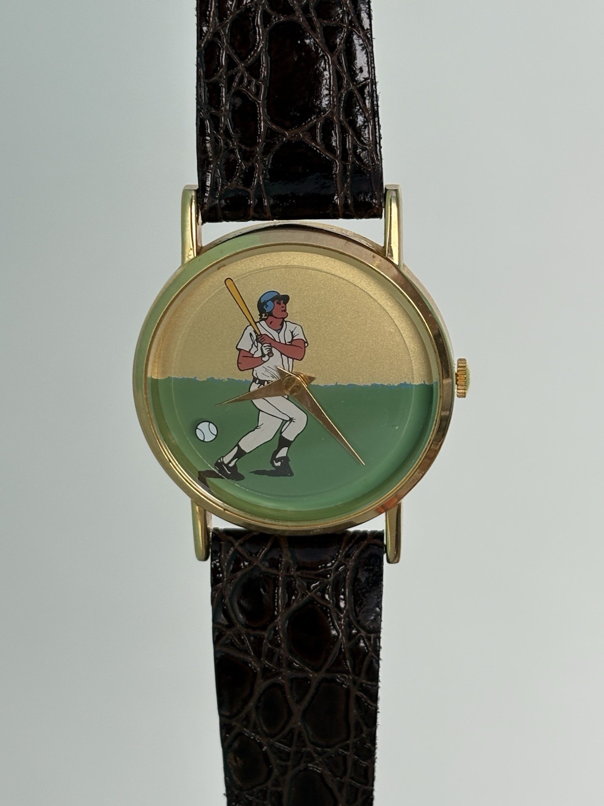 Vintage 1980s Baseball Mystery Dial Watch Moving Ball Second Hand Quartz Novelty