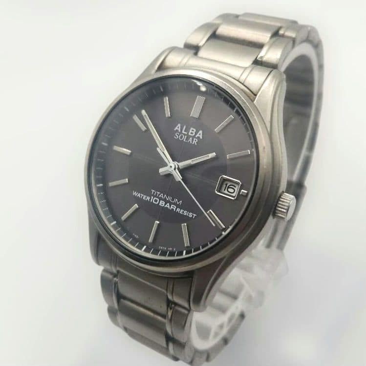 Alba Men s Working Date Solar Titanium Business