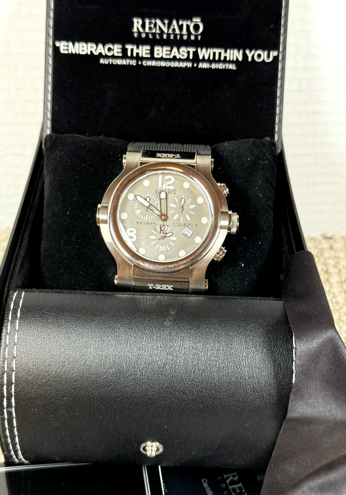 VTG. Renato T-Rex Mens Swiss Chronograph Diver Watch Titanium Onyx New in Box