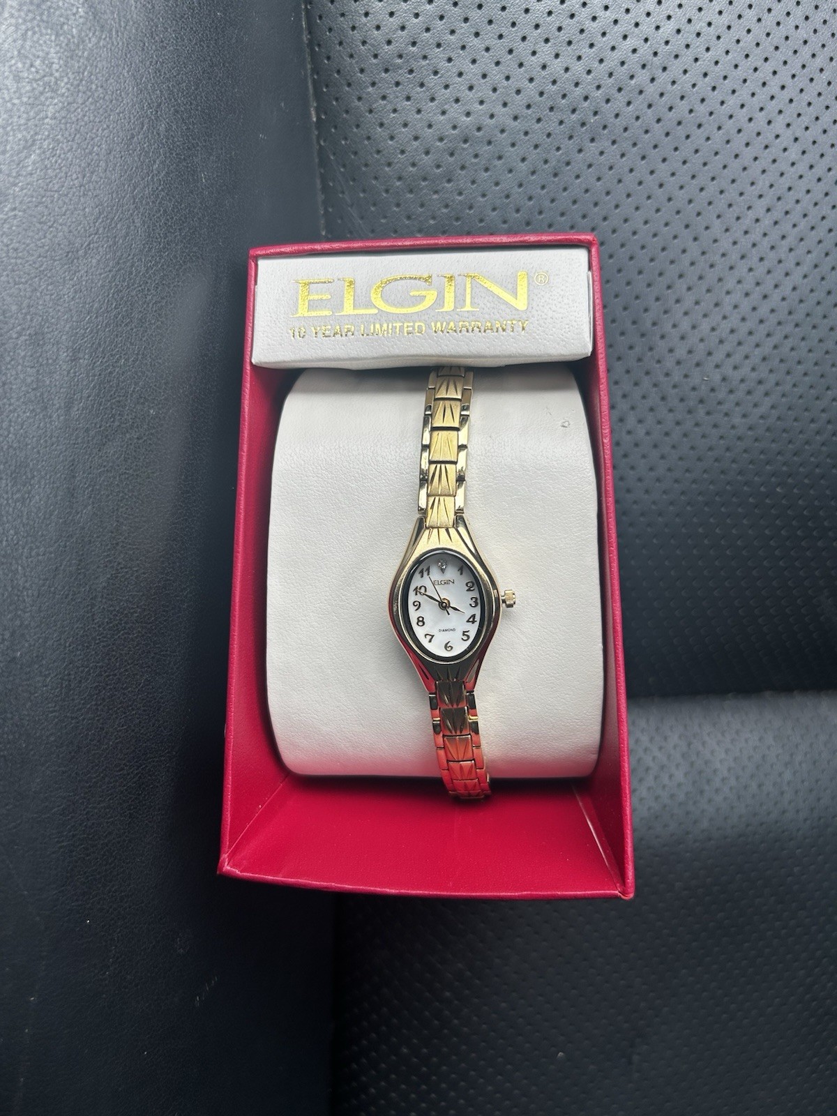 Elgin Women’s Gold-Tone Oval Analog Quartz Watch, SS Bracelet, Box