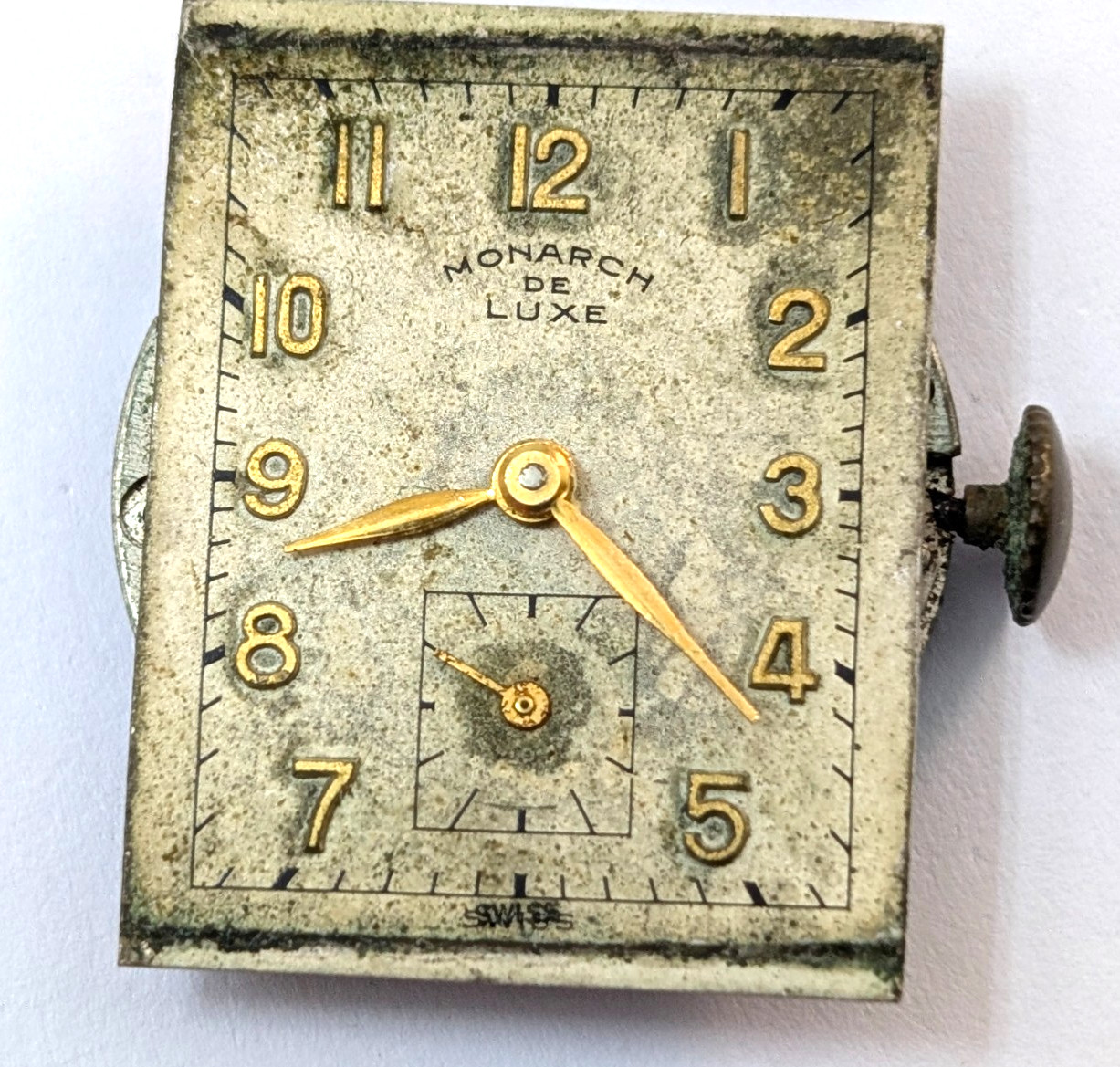 Vintage MONARCH De Luxe 17j 20mm Swiss Mechanical Watch Movement PARTS or REPAIR