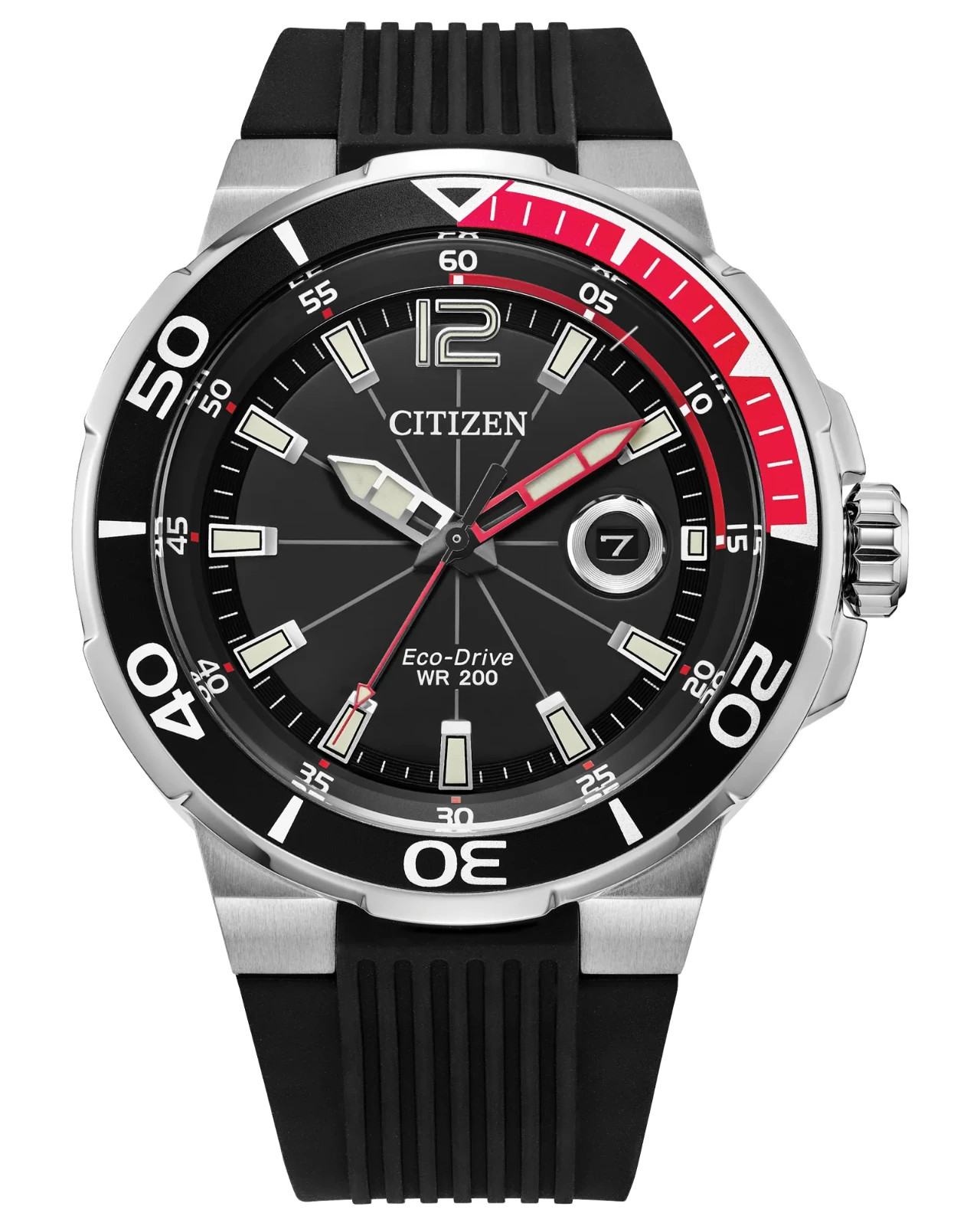 NEW CITIZEN ECO DRIVE MEN’S SPORT LUXURY POLYURETHANE BAND DIVE WATCH AW1429-00E