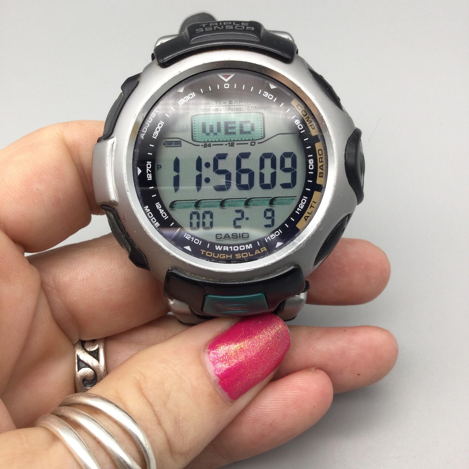 Casio Pathfinder PAG-50 Mens Watch 52mm Gray Dial Solar 100M New Capacitor