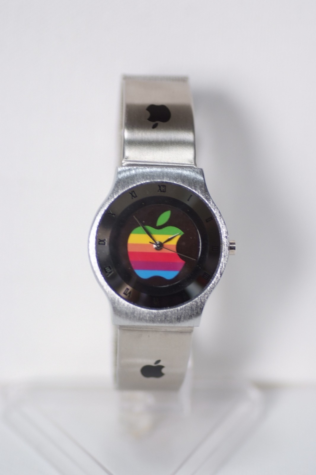 Rare Vintage Apple Stainless Steel Novelty Promo Watch Macintosh Rainbow