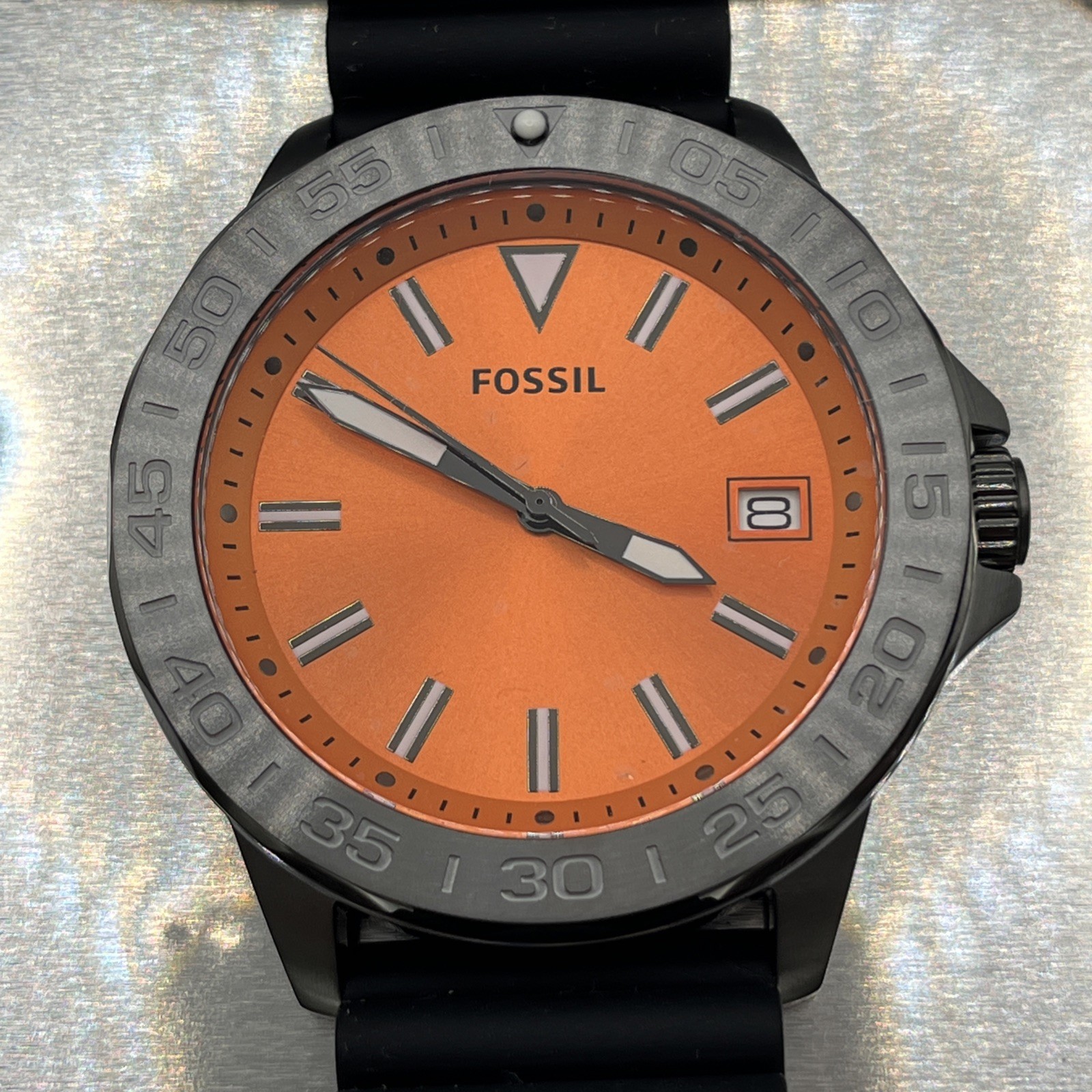 Fossil BQ2780 Orange Black Men’s Bannon Watch Japan Movement NIB $150