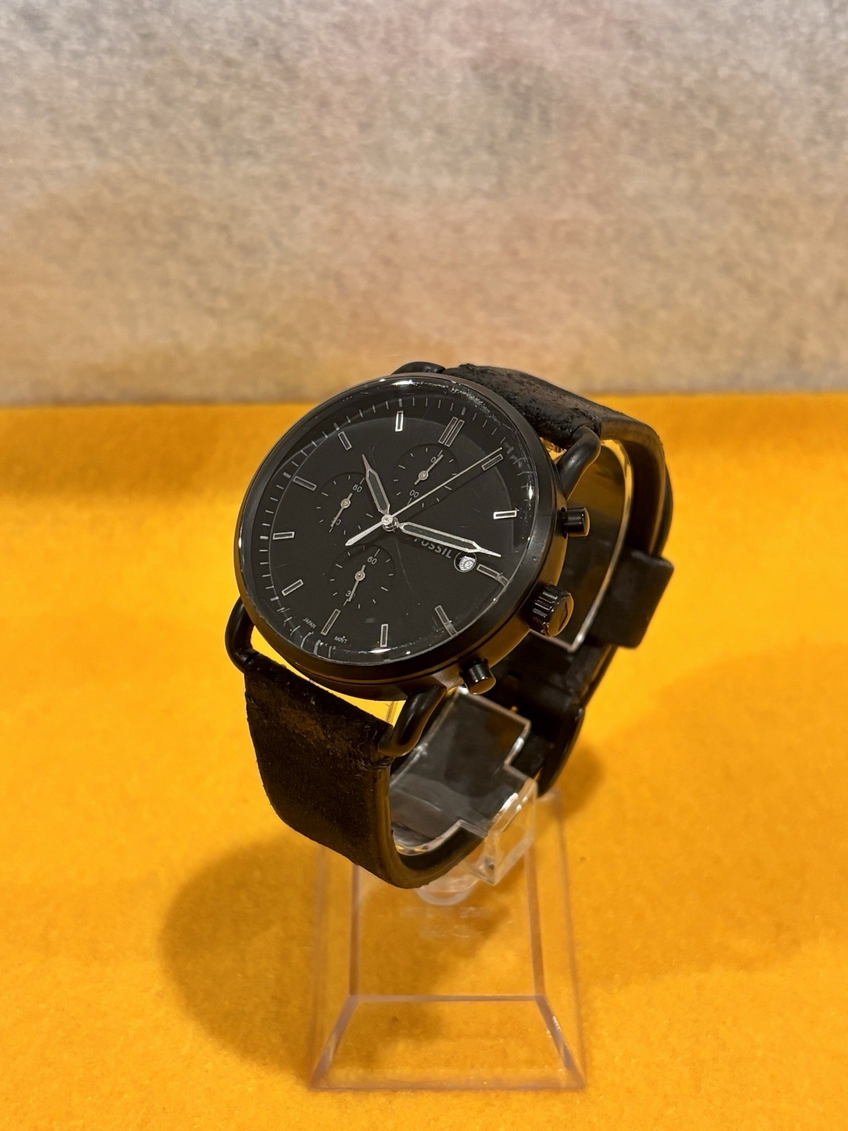 Fossil Commuter Chronograph FS5504 men’s. All black with leather strap.