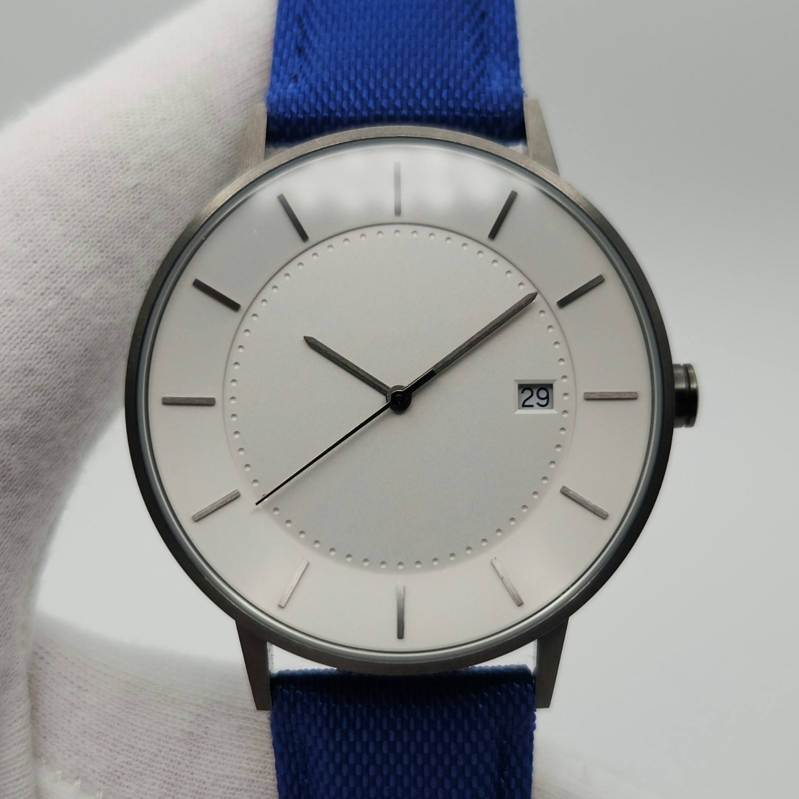 Linjer 02-GU Men’s 41mm Quartz Watch w/ Blue Strap