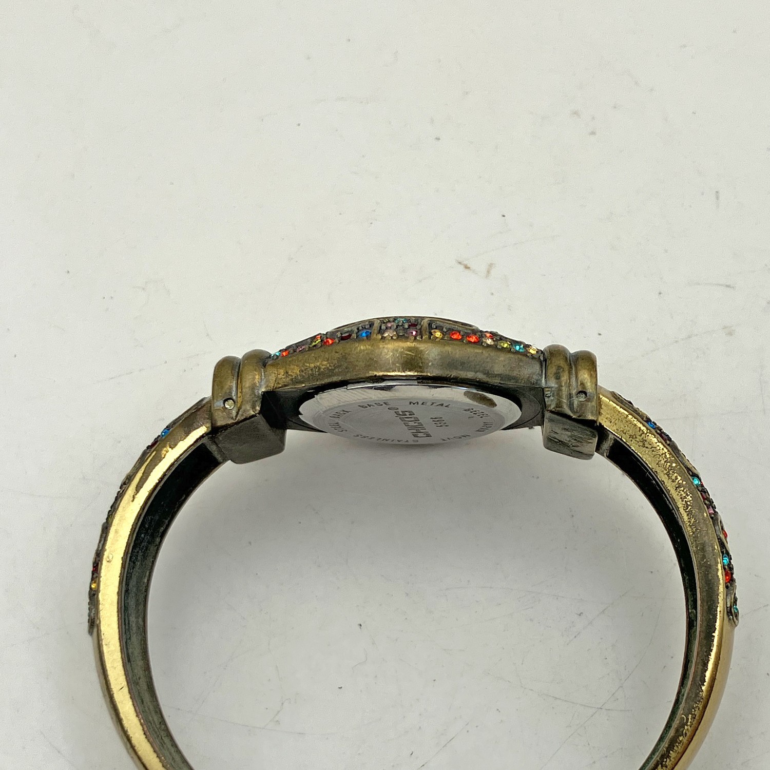 Chicos Bangle Watch Multi Color Stones Brass 5366 24mm Womens
