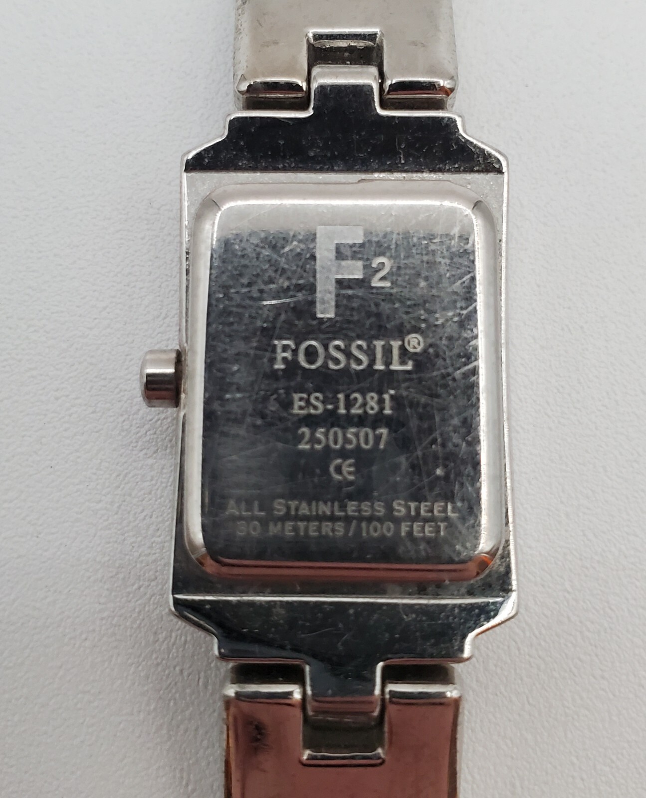 Fossil F2 Womens Watch 6.5in Silver Tone Crystal Band NEEDS BATTERY READ