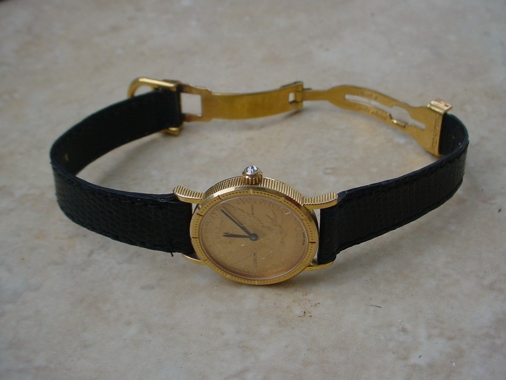 Beautiful 18K Gold Corum, $5 U.S. Gold Coin Watch.