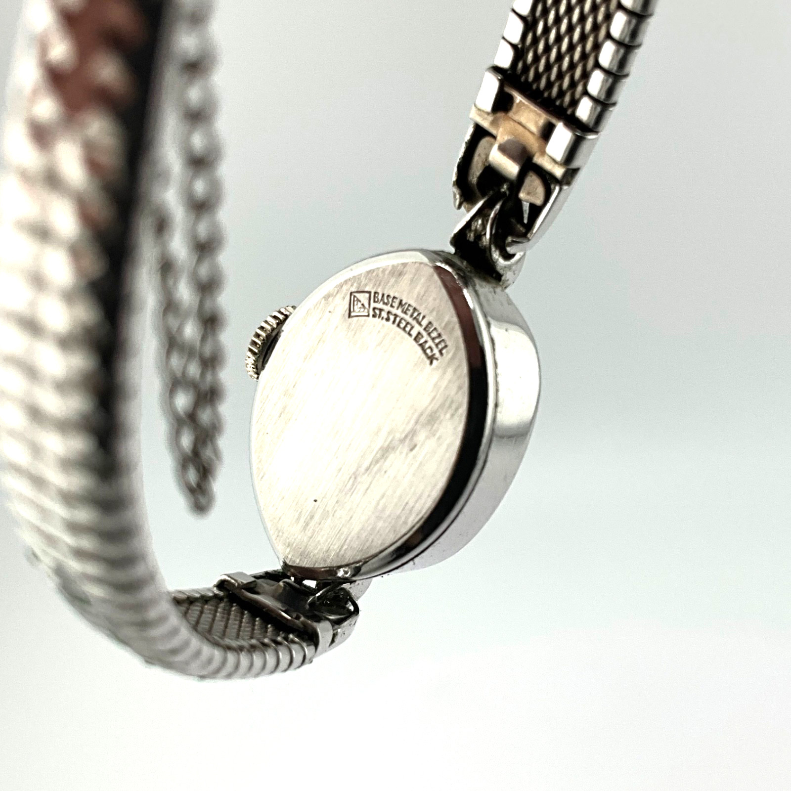 Vintage Buren 1950’s MCM Cocktail Watch Silver Tone Mid Century Modern Wind Up