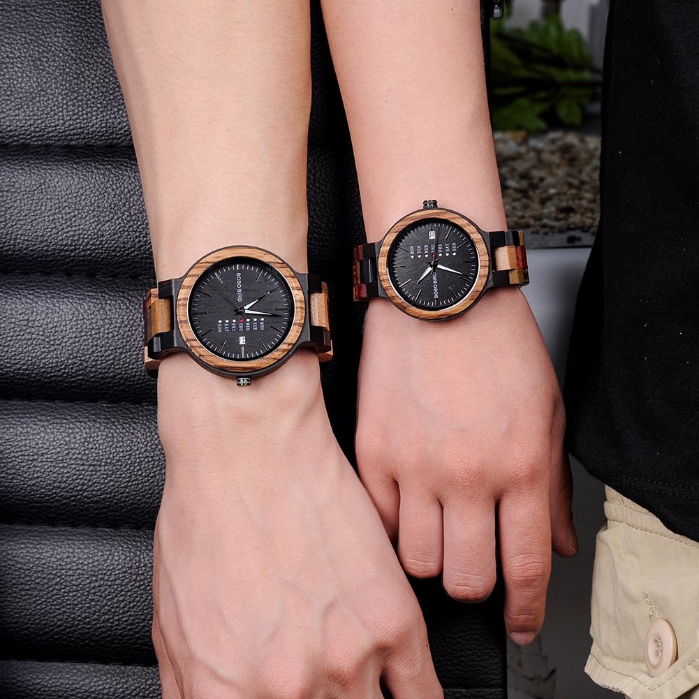 Natural Wood Watch Colorful Mens Wooden Watches Week & Date Display Japanese …