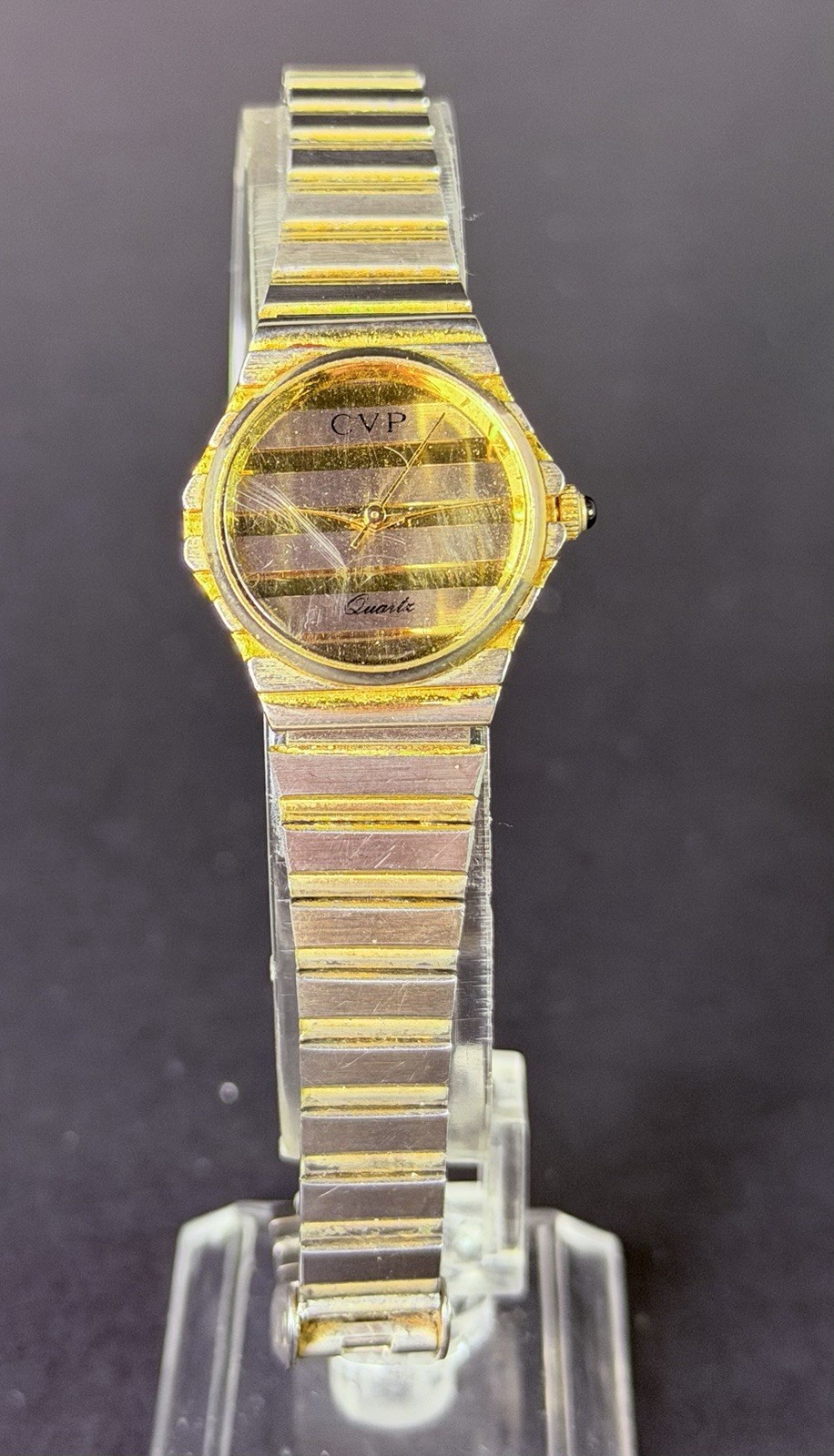 CVP Womens 24mm Gold Case NEW BATTERY Integated Gold Bracelet 855
