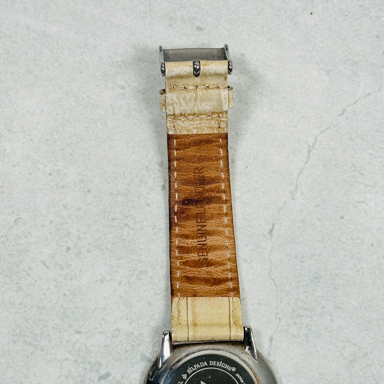 Silpada Designs Watch Womens 34mm Cream Leather Band Silver Tone New Battery