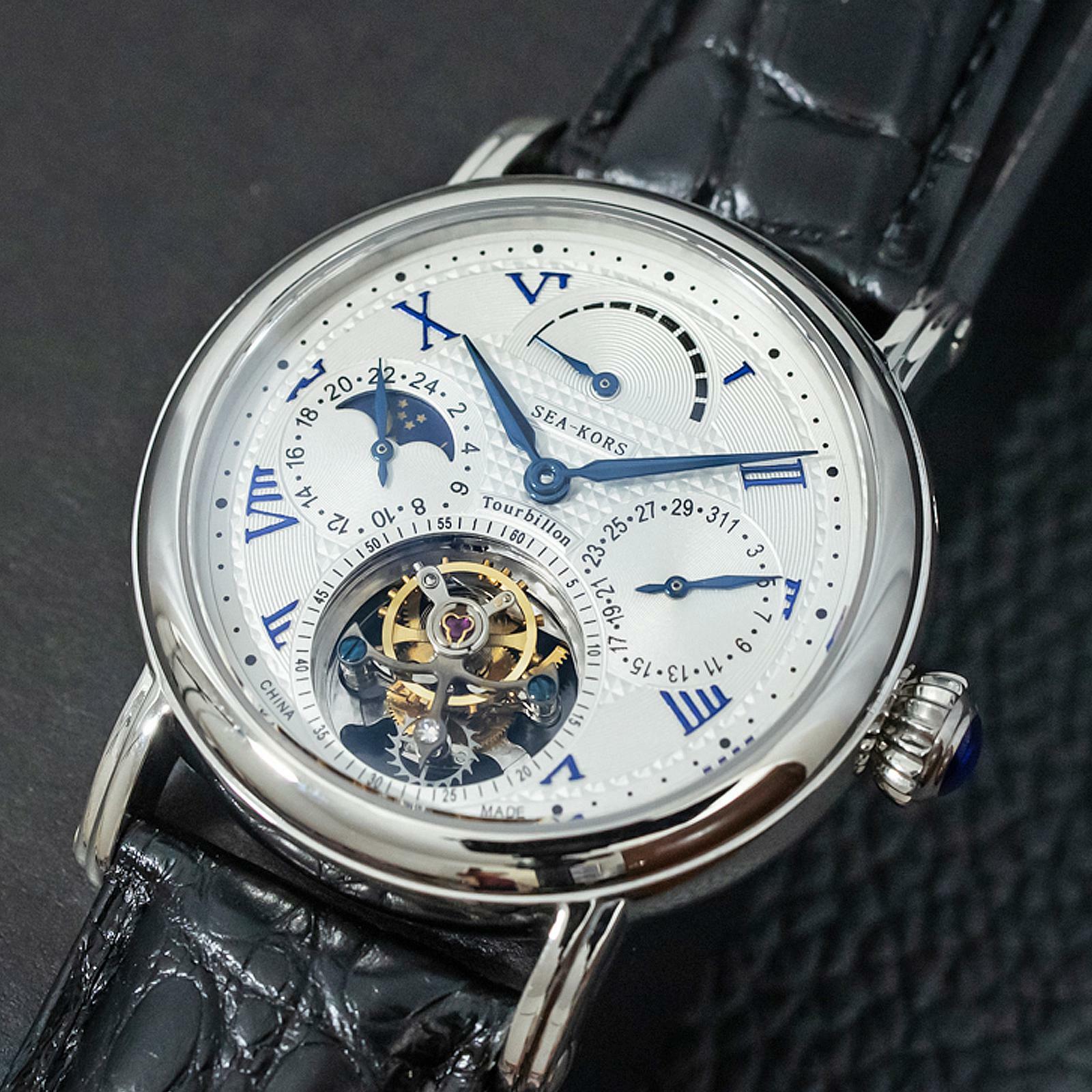 Sugess Seakors Genuine Tourbillon Seagull ST8007 Mechanical Mens Watch SE8007SW