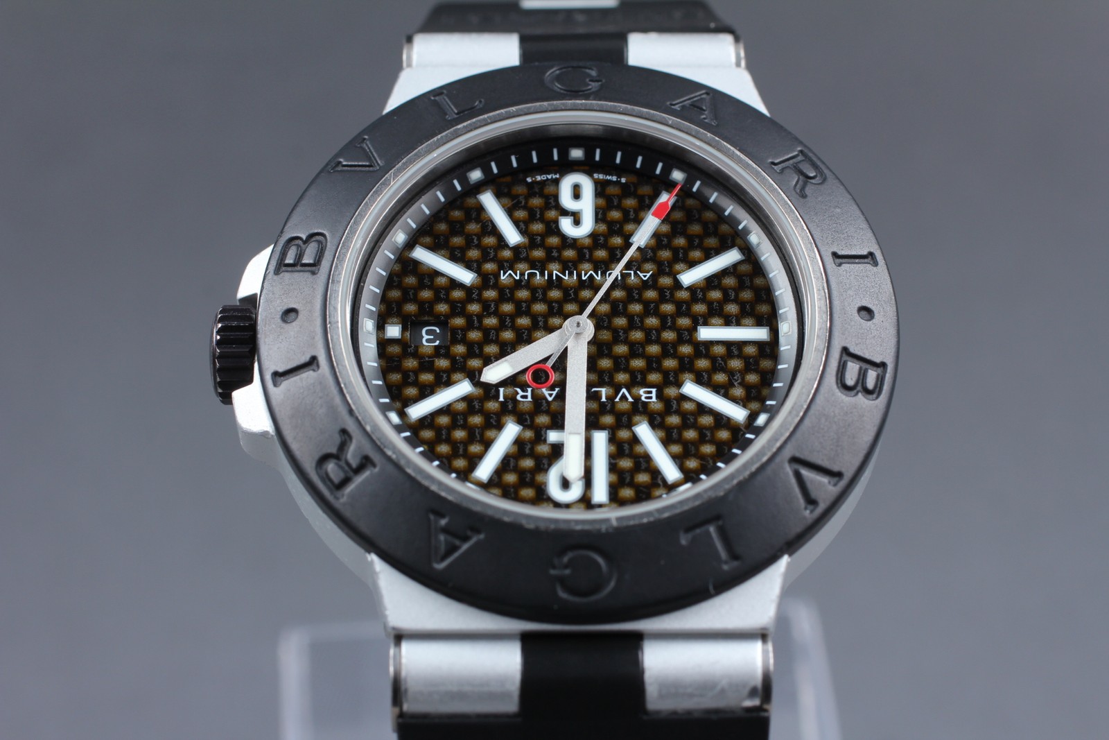 BVLGARI Diagono AL44TA Black Dial Automatic Date Men’s Watch 44mm JAPAN