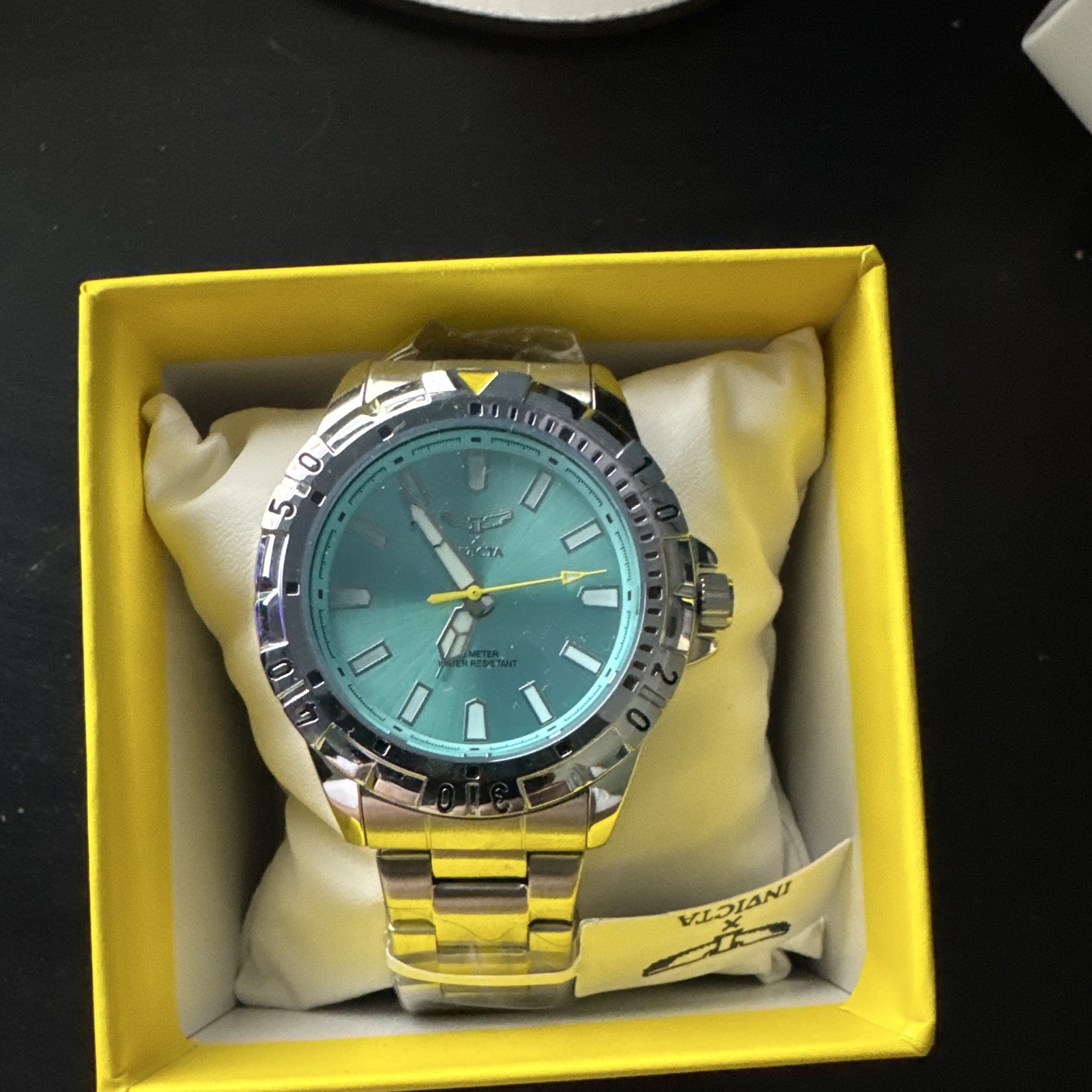 New in box Invicta Tiffany Blue Quartz Sport Watch, Stainless Bracelet, 100m Box