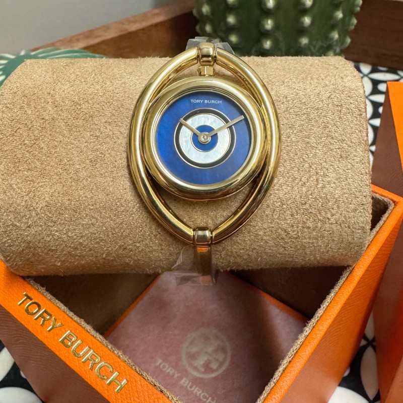 NEW Tory Burch Evil Eye Ivory and Navy Mother of Pearl Dial Watch TBW5000