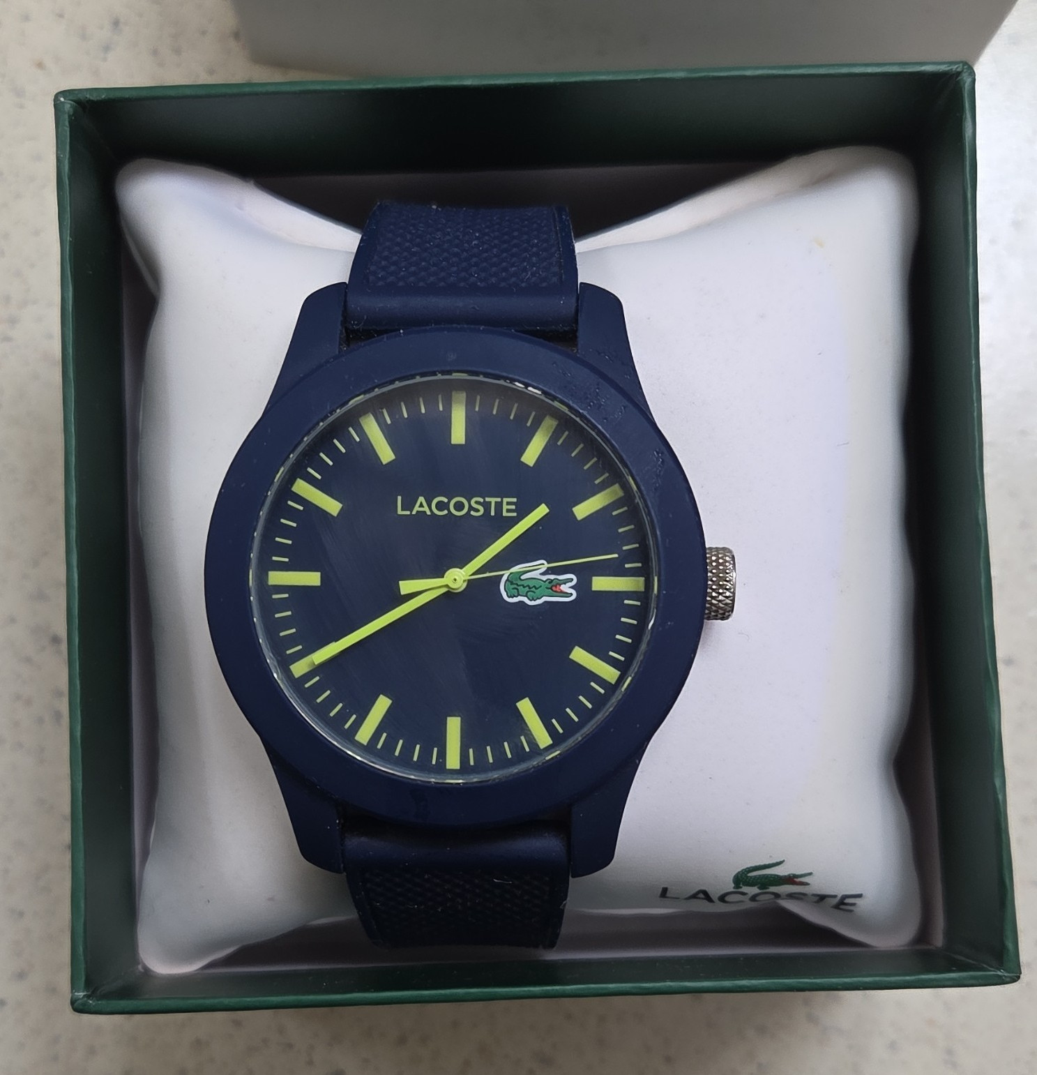 Lacoste Men’s Blue Analog Quartz Watch Silicone Strap, Box & Manual