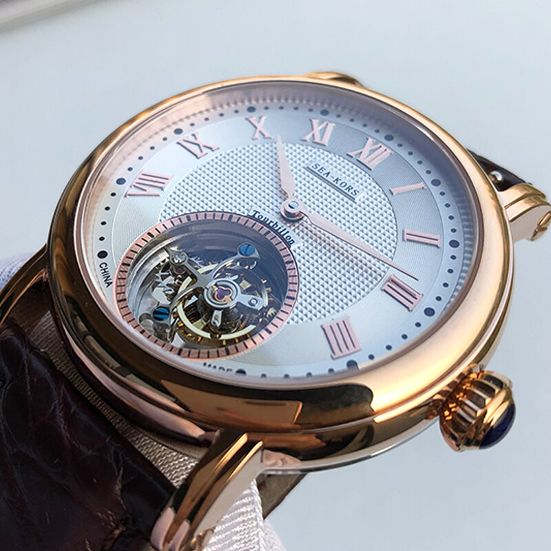 Sugess Seakors Genuine Tourbillon Seagull ST8000 Mechanical Mens Watch SE8000GW