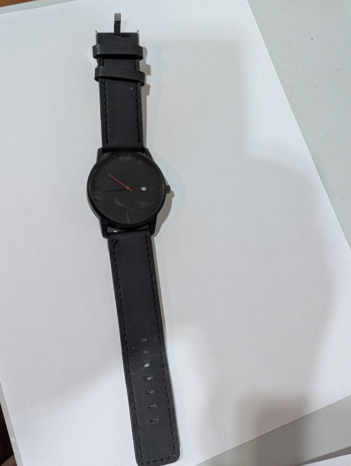 LABSERRON 1Pcs Mens Wrist Watch Black Durable Quartz Leather Strap New Battery