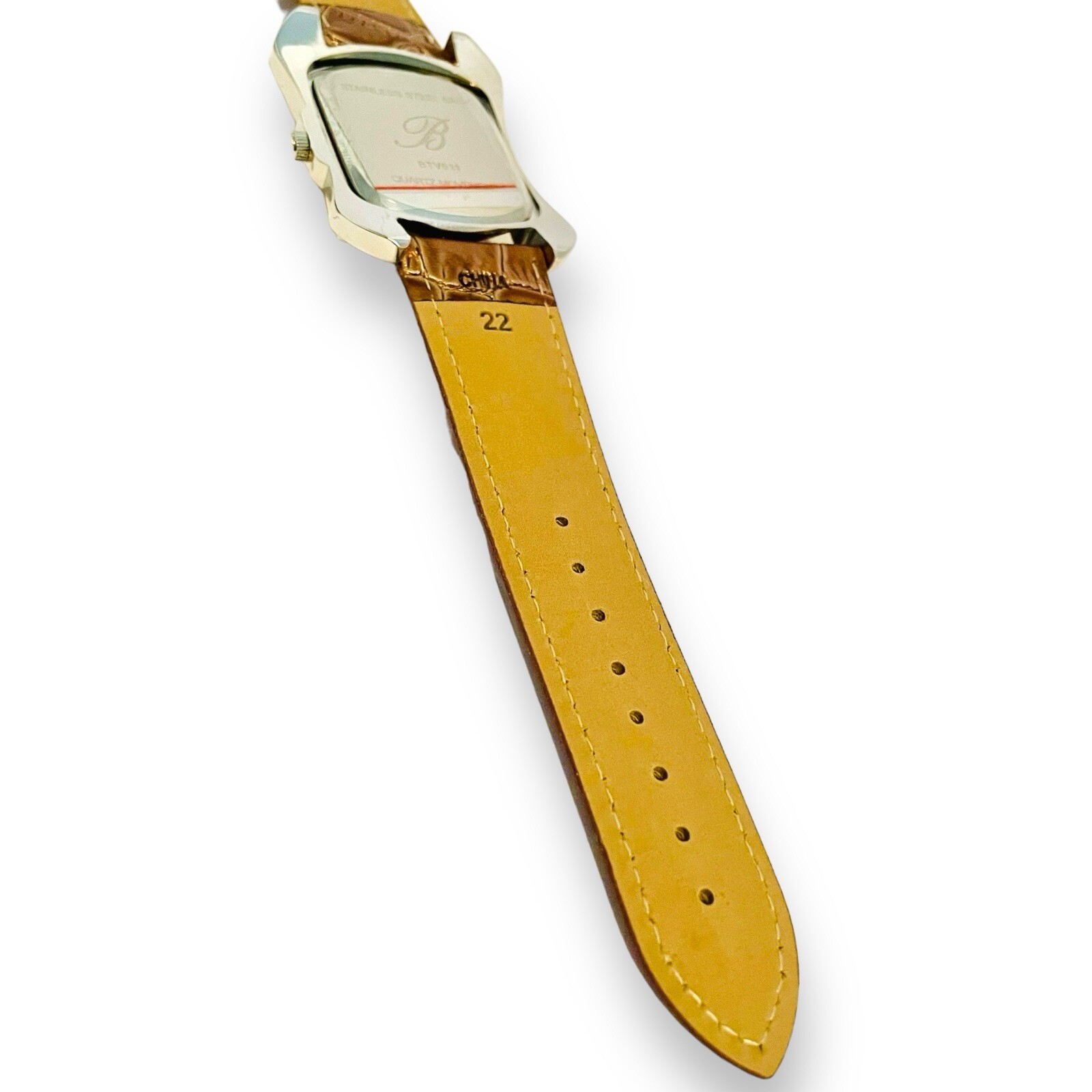 Women’s BURGI Watch Rhinestone Croc Emboss Leather Quartz Wrist Watch