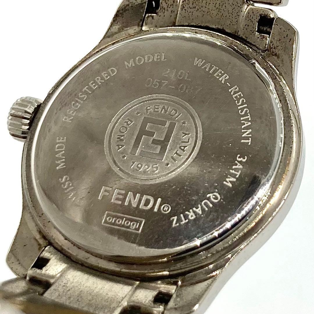 Fendi 210L Orologi Quartz Black Silver Date Watch Japan 075877