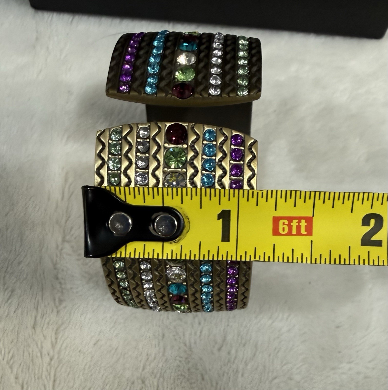 Heidi Daus Multi Color Swarovski Cuff Wristwatch Needs Battery W/PLASTIC! NIB