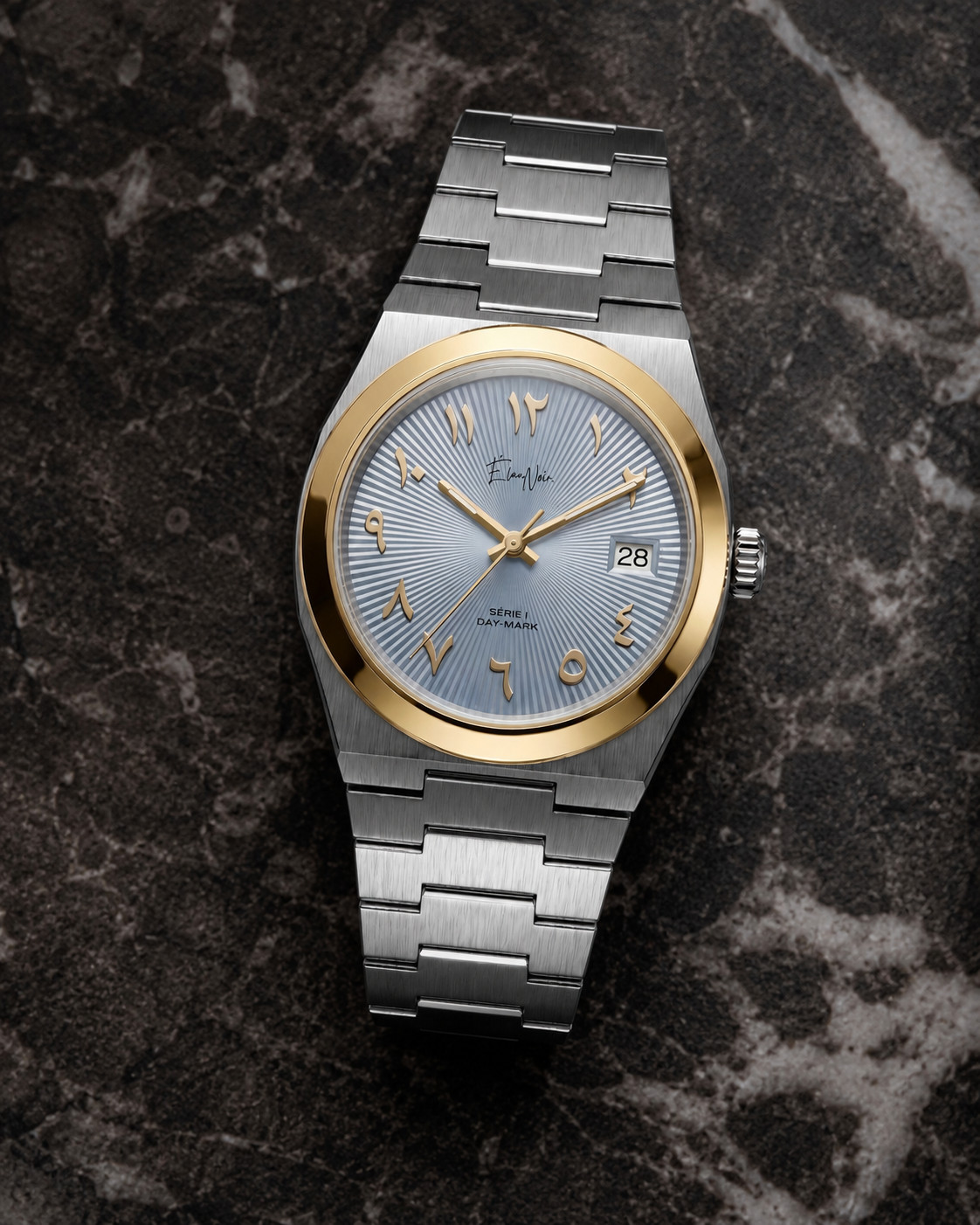 Élan Noir Série I Silver/Blue 36mm Automatic NH35 Sapphire Crystal Steel Watch