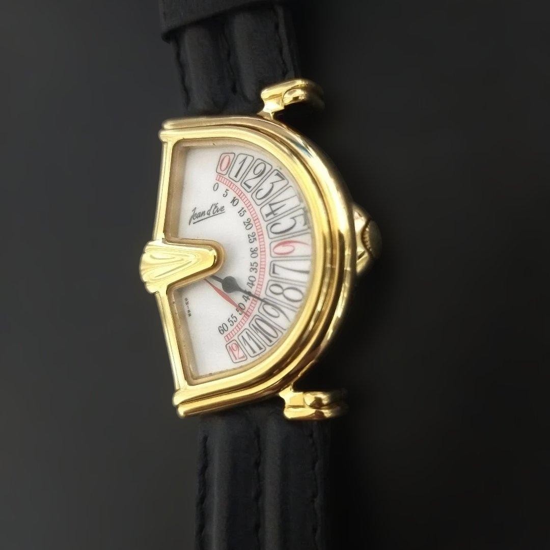 Jean D’Eve Sectora Gold Quartz Watch 28mm Working Vintage Rare from Japan