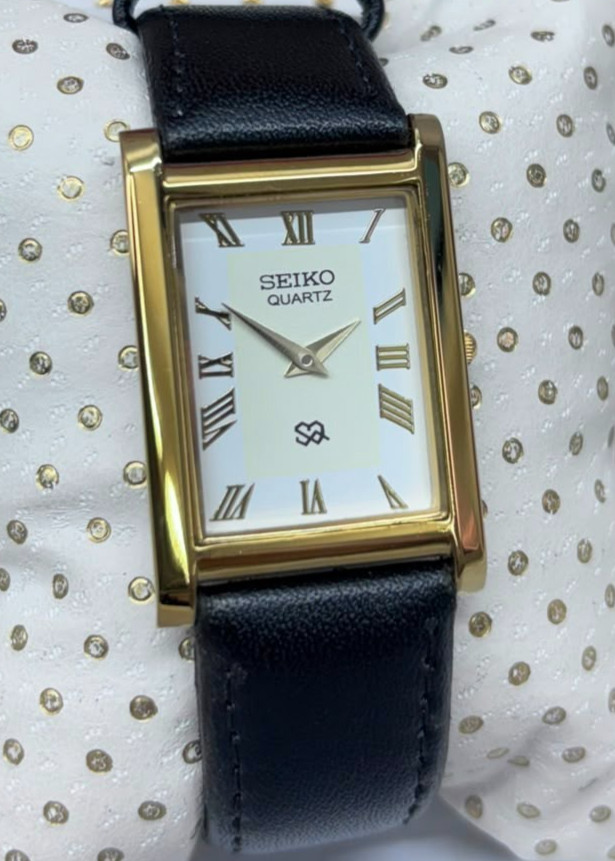 Vintage Refurbished Seiko Slim Tank Quartz Japan Men’s Wrist Watch
