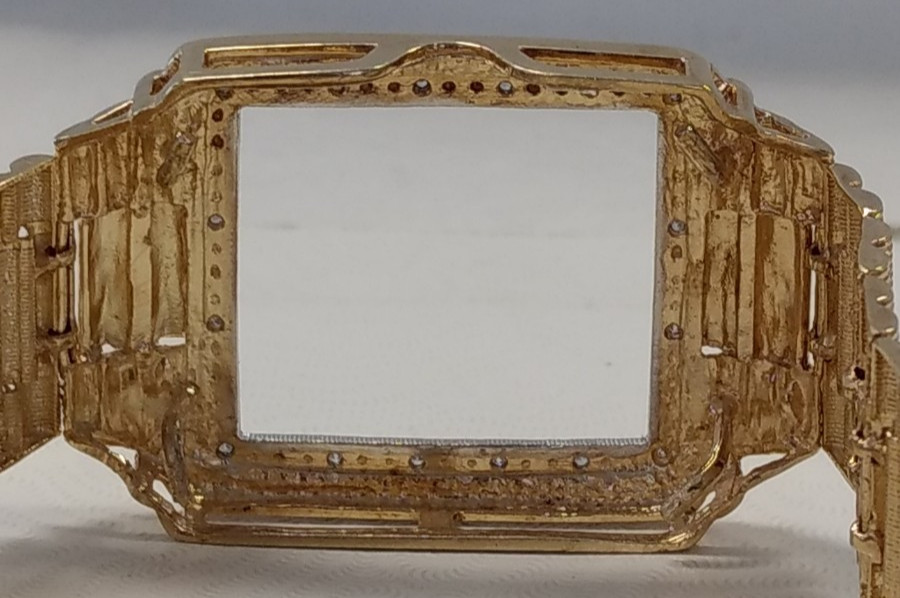 Mens Vintage 10K Yellow Gold Diamond Accented Geneve Quartz Wristwatch