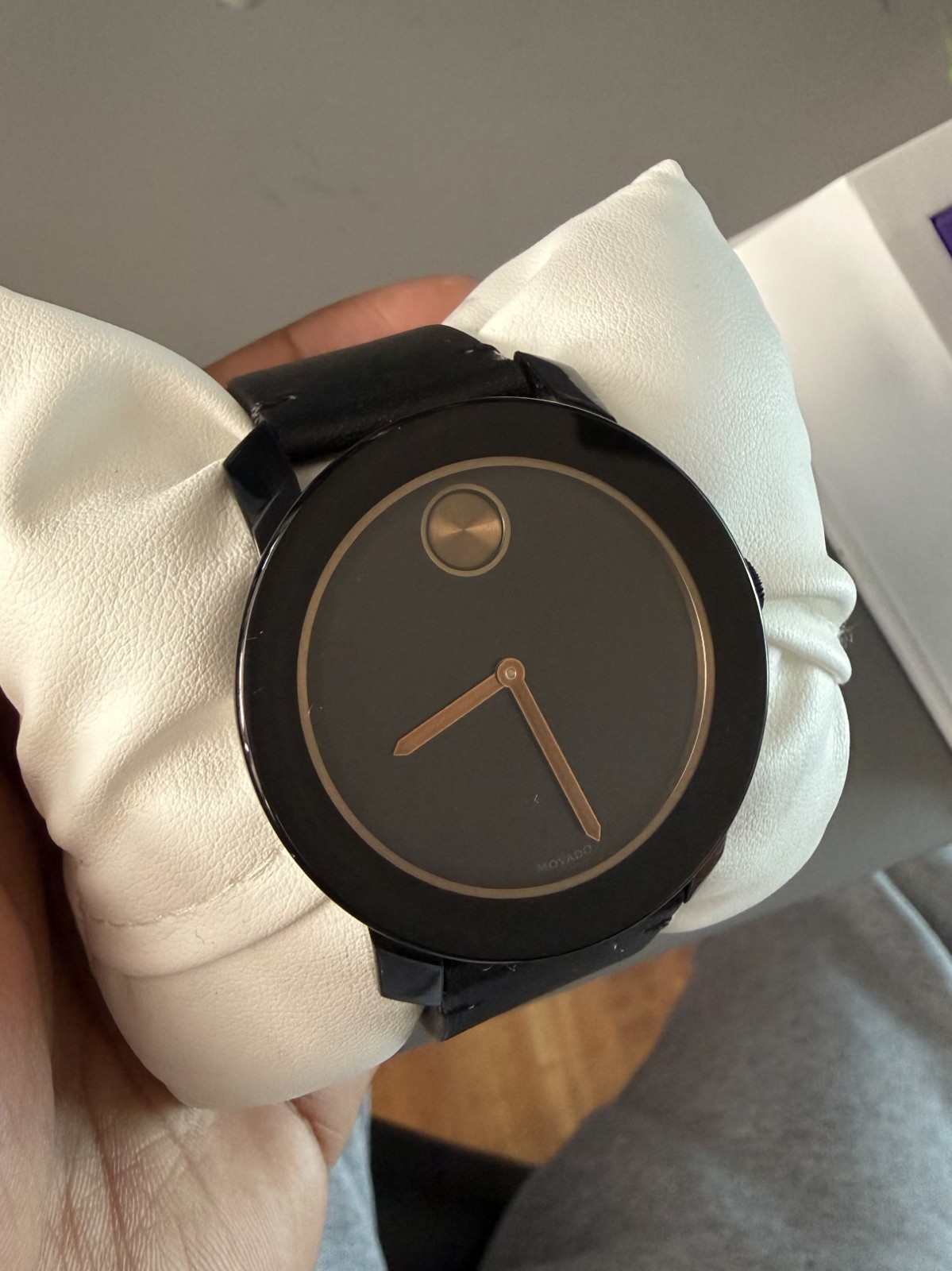 Movado Bold Men’s Black Watch – MB.01.1.29.6146 Blk Museum Dial Leather Strap