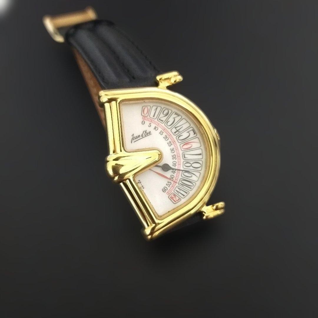 Jean D’Eve Sectora Gold Quartz Watch 28mm Working Vintage Rare from Japan