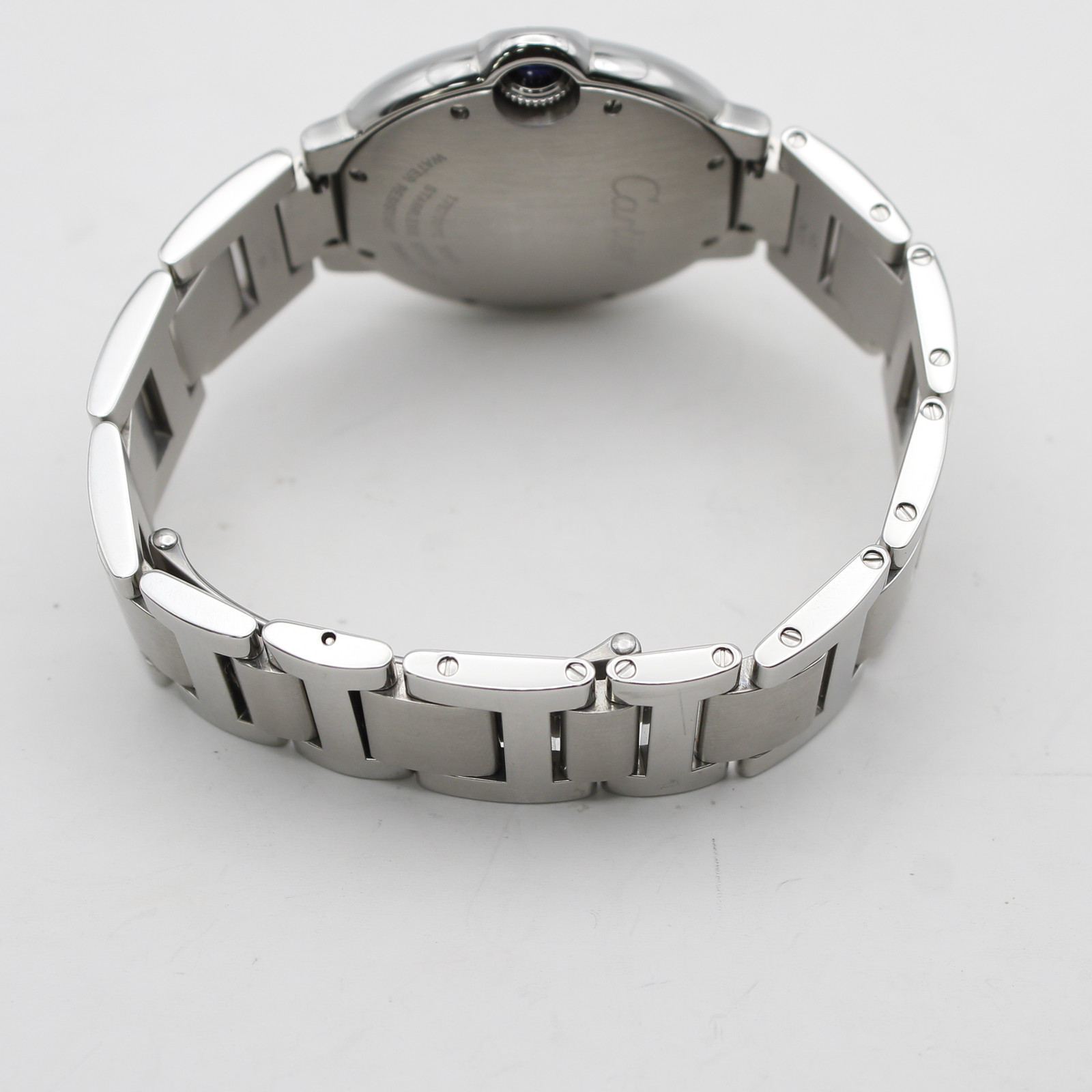 Cartier Ballon Bleu 36 Silver Guilloche Roman Dial Quartz Unisex Watch W69011Z4