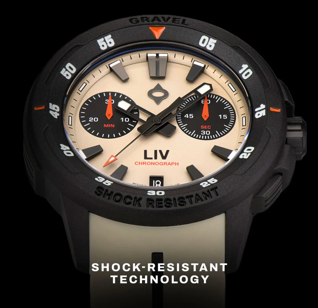 LIV Gravel 002 Cactus Gray Dense Carbon Swiss Quartz Chronograph Watch – BNIB