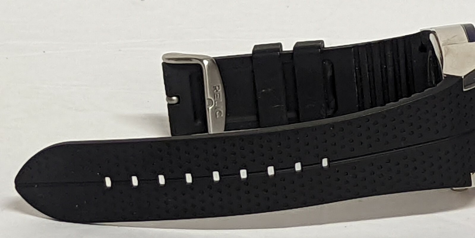 RELIC Wrist Watch 50 Meters-165 Feet Deep Blue Angular Face Black Band Men Works
