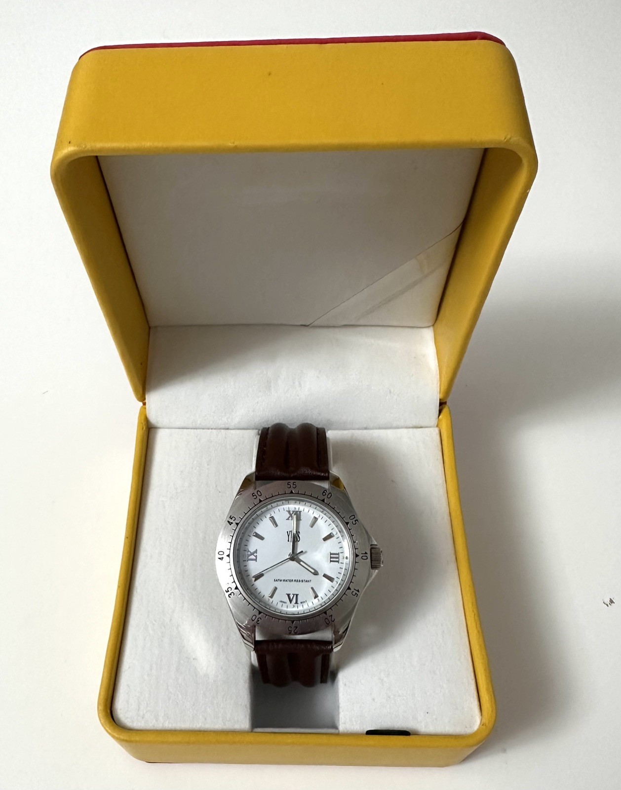 Men’s Yess Wristwatch M6608 Dark Brown Leather Strap Original Gift Box