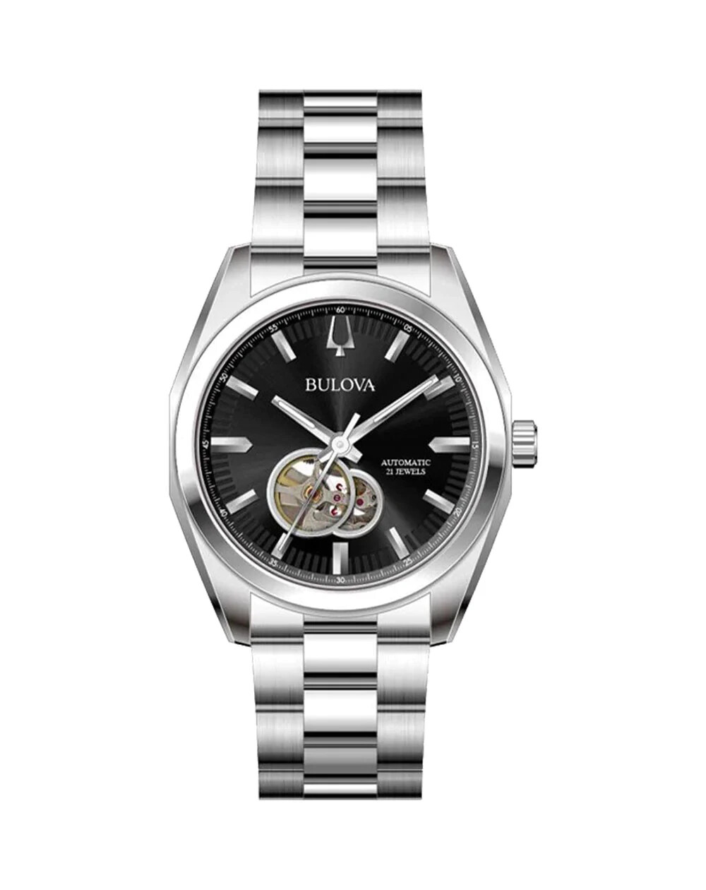 *BRAND NEW* Bulova Surveyor Automatic Black Dial Open Heart Men’s Watch 96A270
