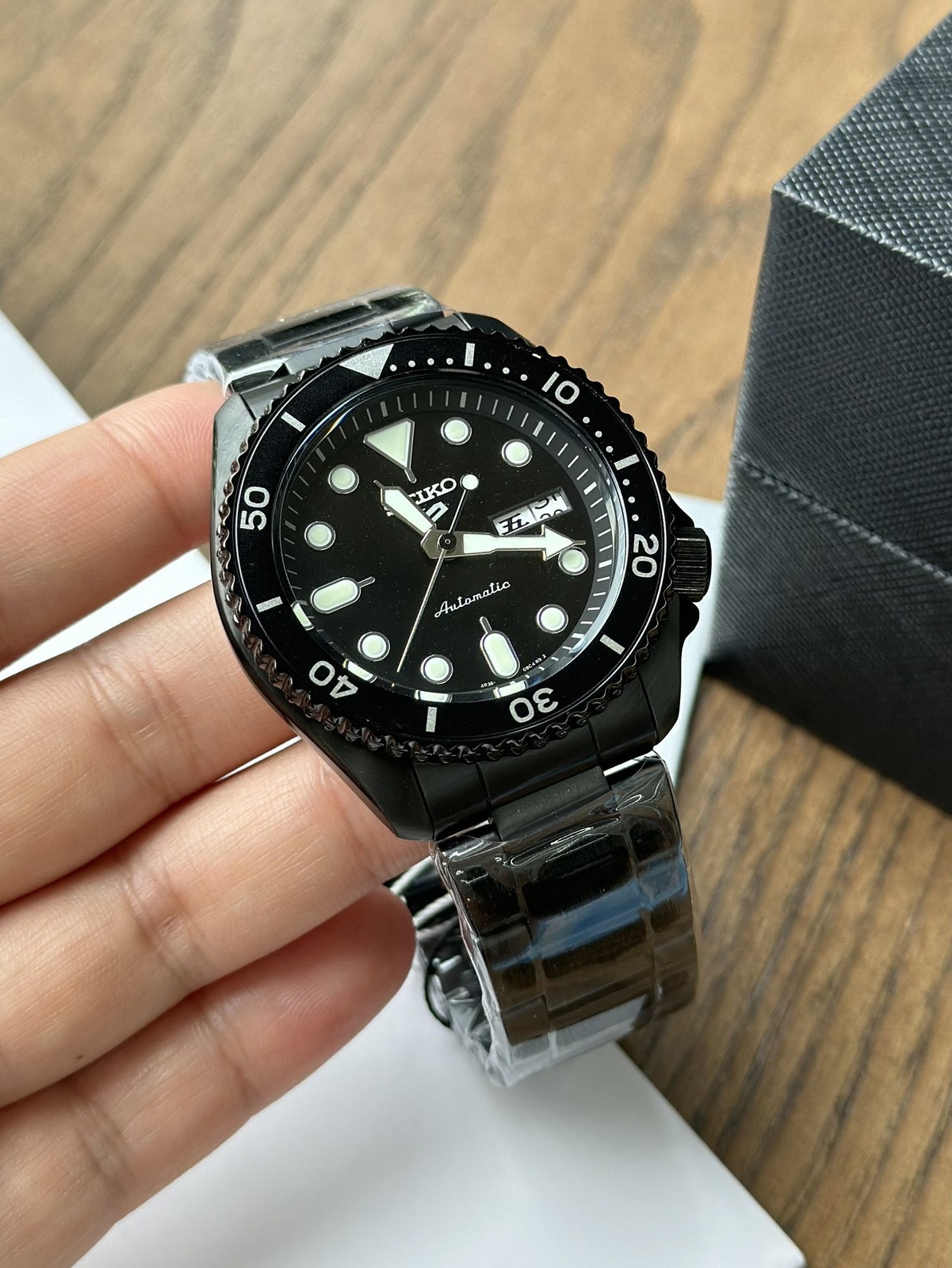 Seiko SRPD63K1 All Black Dial Automatic 5 Sports Men’s Dive Style Watch